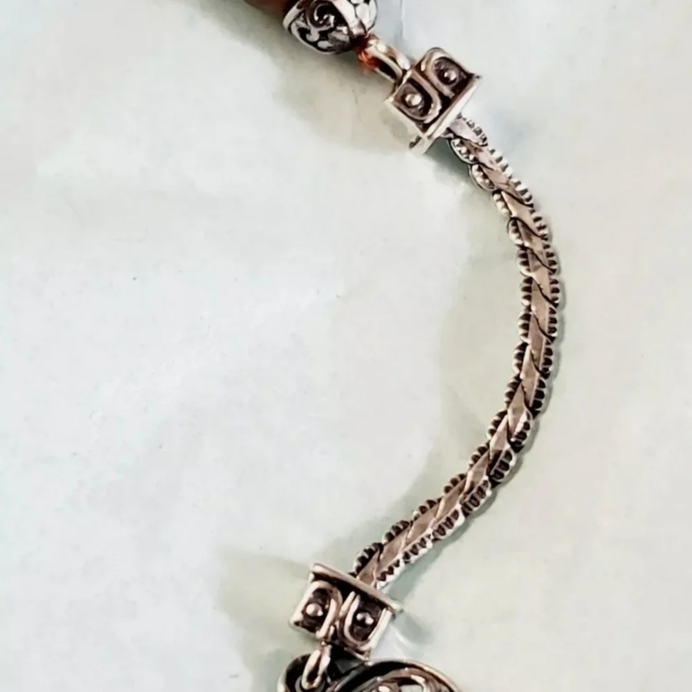 South African Graduated Bead Toggle Bracelet Platinum Plated sz 7.25 to 8